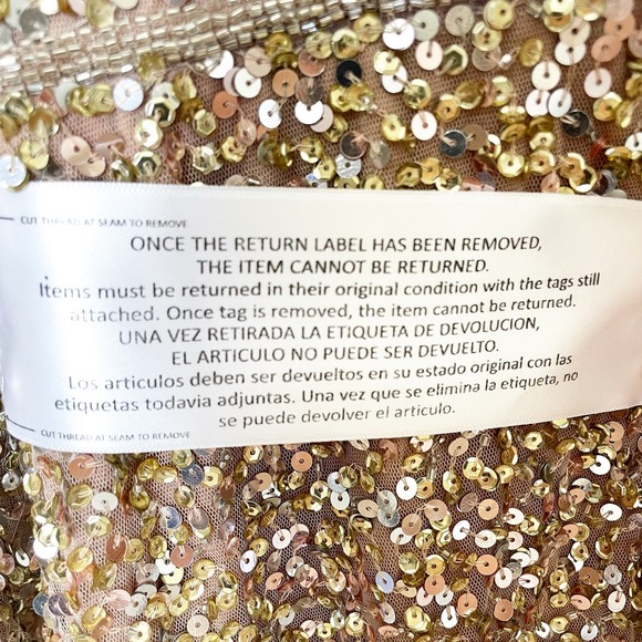 Mac Duggal NWT Gold Sequin Puff Sleeve Surplice Gown 5510 Size 6 - Picture 8 of 8